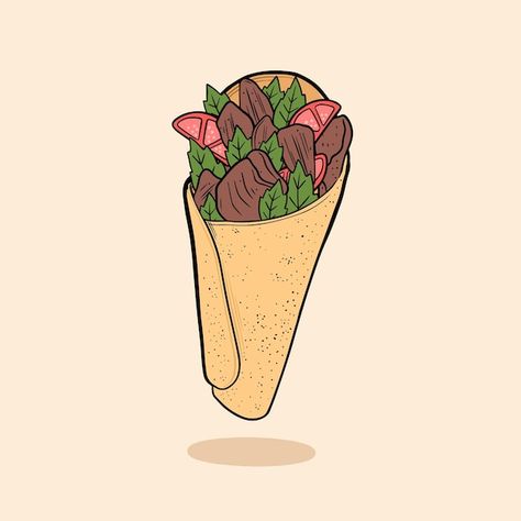 Shawarma Drawing, Shawarma Illustration, Lebanon Drawing, Lebanon Drawing Ideas, Shawarma Spices, Drawn Food, Shawarma Recipe, Arabian Food, Cute Tumblr Pictures