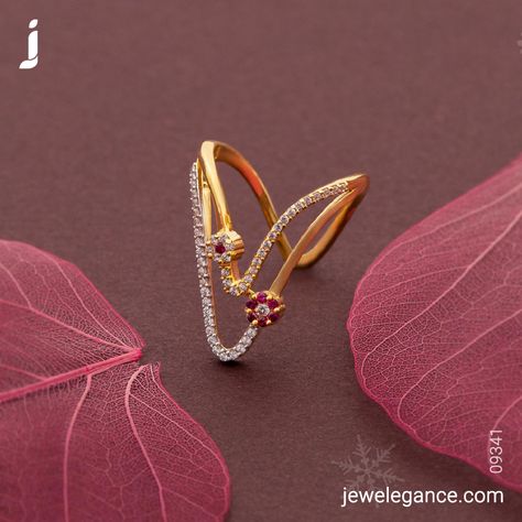 Cherish the charm of a gemstone ring... . Search for the Product Code '09341' on www.jewelegance.com . #myjewelegance #jewelegance  #ring #gemstonering #ringstack #diamondring #gemstonejewellery #ringcollection #czring #beautifuljewellery Gold Jewelry Simple Rings, Pradanapu Rings Gold, Pathanapu Ring Design, Pradanam Ring Designs, Gold Rings For Women Indian Simple, Vanki Ring Gold Plain, Gold Vanki Ring Designs, Vangi Ring, Vanki Ring Design