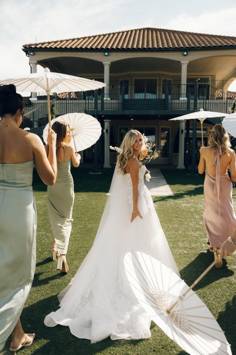 Garden party wedding #bridesmaids #gardenwedding #gardenpartywedding #parasols Parasols Wedding, Wedding Parasols Bridesmaids, Bridesmaids With Parasols, Bridesmaids Parasols, Wedding Parasol, Wedding Ceremony Parasols, Bridesmaid Parasol, Parasol Wedding Bridesmaids, Garden Party Wedding Parasol