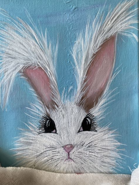 Easter Canvas Painting Ideas Easy, Rabbit Painting Acrylic, Easter Acrylic Painting, Bunny Canvas Painting, Easter Paintings On Canvas, Easter Canvas Painting, Easter Canvas Art, Painted Rabbits, Bunny Paintings