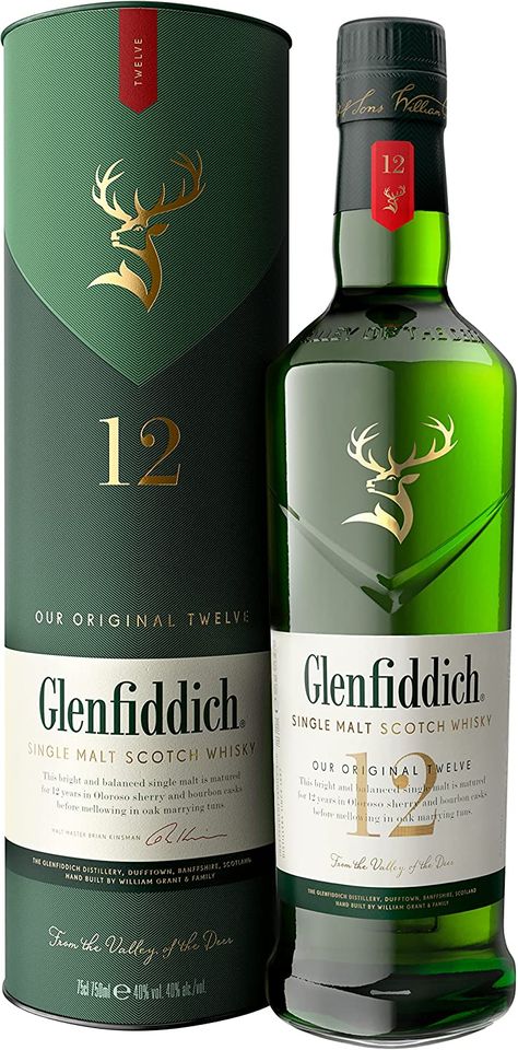 The best-selling single malt Scotch whisky in the world
Sweet, fruity taste with notes of pear, butterscotch, cream and oak
Smooth, mellow finish
Matured in fine Oloroso sherry and bourbon casks for 12 years
The original Glenfiddich in the range – perfect for whisky beginners
A perfect gift for a Father or Grandfather Glenfiddich Whisky, Malt Liquor, Pub Interior, Whisky Bottle, Alcohol Bottles, My Other Half, Cigars And Whiskey, Beer Design, Scotch Whiskey