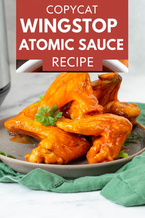 Add some heat to your meals with this homemade Wingstop Atomic Sauce recipe. Perfect for spice lovers, this sauce features roasted peppers and a mix of spices for a smoky, intense flavor. Great for chicken wings, tenders, or as a bold dip, it's a must-try for those who enjoy fiery dishes. Simple to make, this recipe brings the bold, spicy kick of Wingstop's signature sauce straight to your kitchen. Wing Sauce Recipes Spicy, Homemade Hot Sauce For Wings, Hot Wing Sauce Recipe Homemade, Homemade Wingstop, Copycat Wingstop, Hot Wing Sauce Recipe, Wing Sauce Recipe, Hot Wing Sauce, Buffalo Sauce Recipe