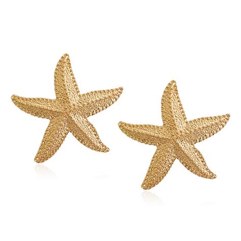 Gold Earrings With Starfish Charm For Beach, Gold Elegant Earrings With Starfish Charm, Elegant Yellow Gold Earrings With Starfish Charm, Gold Starfish Earrings For Beach, Yellow Gold Starfish Earrings With Starfish Charm, Peaceful Ocean, Trip Bag, Girls Beach, Star Stud Earrings