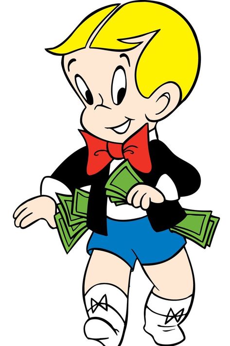 Rich Cartoon Characters, Richie Rich Cartoon, Rich Cartoon, Vintage Cartoons, Richie Rich, Rich Boy, Classic Cartoon Characters, 90s Cartoons, Desenho Tattoo