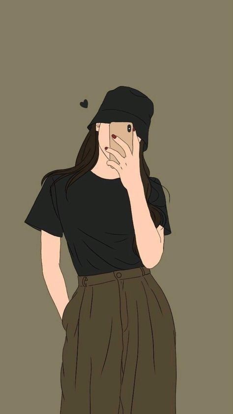 Cartoon Profile Drawing, Girly Art Wallpaper Iphone, Cute Profile Pictures Aesthetic Girly, Cartoon Profile Pics Aesthetic, Aesthetic Profile Picture Cartoon, Cute Hijab Cartoon Wallpaper, Girly Art Illustrations Beauty, Profile Picture Cartoon, Aesthetic Profile Picture