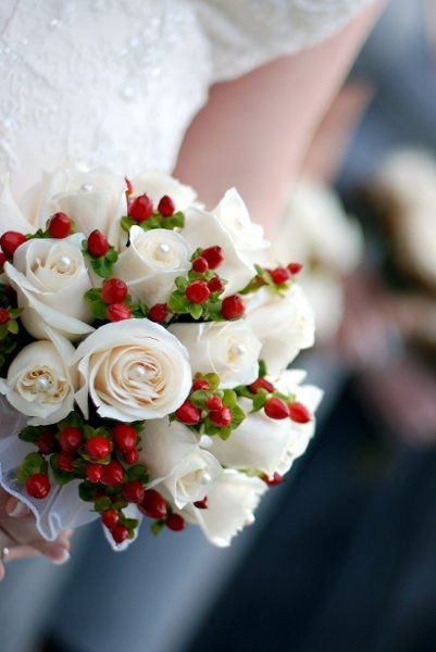 Green Red White Bouquet Fall Spring Summer Winter Wedding Flowers Photos & Pictures - WeddingWire.com Christmas Wedding Bouquets, Diy Winter Wedding, White Winter Wedding, Winter Wedding Bouquet, Winter Wedding Flowers, Winter Wonderland Wedding, Wedding Photo Albums, Diy Wedding Flowers, Wonderland Wedding