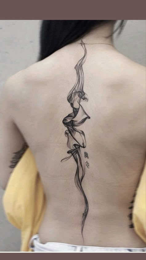 Tato Minimal, Flame Tattoos, Muster Tattoos, Spine Tattoos For Women, Spine Tattoo, Back Tattoo Women, Discreet Tattoos, Spine Tattoos, Dark Tattoo