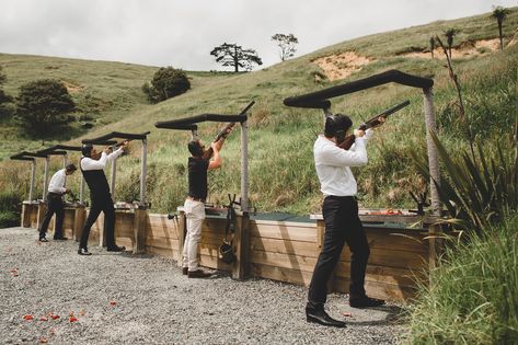 Clay pigeon shooting at Kauri Bay Shooting Club, Wedding New Zealand, Modern Tuscan, Clay Pigeon Shooting, Clay Pigeon, Dove Hunting, Clay Shooting, Skeet Shooting, Clay Pigeons