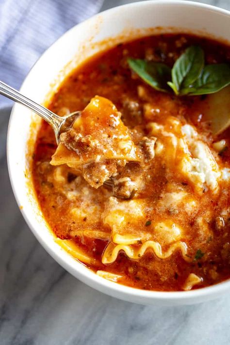 Lasagna Soup Recipe - Tastes Better From Scratch Minestrone Slow Cooker, Vegetarian Lasagna Soup, Soup Lasagna, Lasagne Soup, Lasagna Soup Crockpot, Frozen Lasagna, Soup Crockpot, Sausage Spinach, Lasagna Soup Recipe