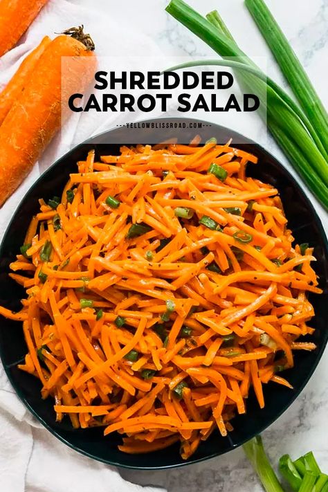 This simple shredded carrot salad will be your new go-to quick salad. It's so easy to throw together with minimal ingredients and a killer vinaigrette! Shredded Carrot Salad, Layered Taco Salads, Cold Salad Recipes, Carrot Salad Recipes, A Couple Cooks, Quick Salads, Couple Cooking, Carrot Salad, Vinaigrette Dressing