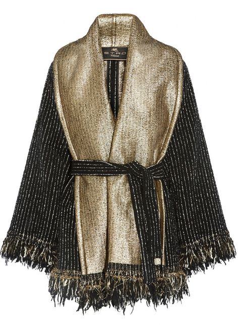 Etro Fringed Wool-Blend Bouclé Wrap Black And Gold Jacket, Gypset Style, Metallic Jacket, Boucle Jacket, Abaya Designs, Abayas Fashion, Modest Dresses, Kimonos, Net A Porter