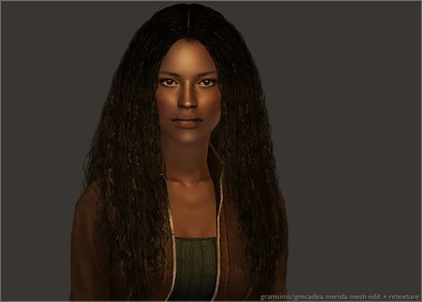 Out of town for another week still, but I’ve got this ready to share with you! A retexture and mesh tweak of Grecadea’s conversion of Gramsims’s Merida hair. Compressorized, swatch. Ages cf-ef: eight... Sims 3 Afro Hair, Merida Hair, Sims 3 Custom Content, Sims 2 Hair, Ts2 Cc, Big Forehead, Female Hair, The Sims 2, Afro Hair