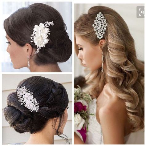 Wedding Hairstyles With Hair Comb, Side Sweep Wedding Hair, Wedding Hair Clips Side, Bridal Hair Clip Side, Destination Wedding Hair, Gatsby Hair, Bridal Hair Down, Wedding Hair Side, Best Hair Mask