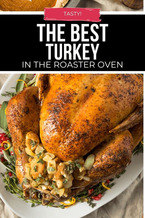 This turkey in the roaster oven is great for first time turkey cookers or for seasoned professionals. It produces a moist and juicy bird. You will want to make turkey every time this simple way. The electric roaster oven frees up your oven for other dishes. This recipe is so easy and has a faster cooking time. This will tell you how long to cook your turkey for and how to prepare your turkey. Turkey In The Roaster, Cook Turkey In Roaster, Turkey Recipe Roaster Oven, Convection Oven Turkey, Oven Turkey Recipes, Cooking A Stuffed Turkey, Turkey Cooker, Turkey In Roaster Oven, Oven Turkey