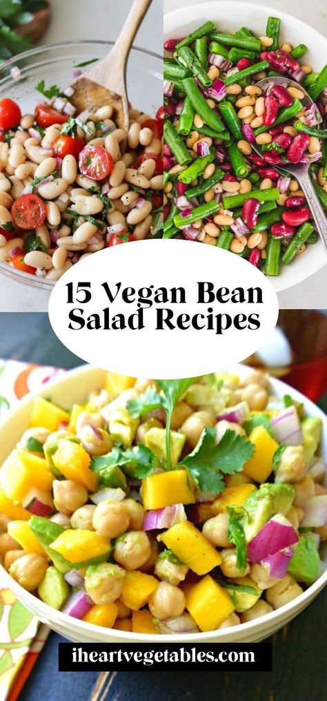 These vegan bean salad recipes are filled with vegetables and plenty of plant-based protein for a satisfying meal! These recipes are perfect for a packed lunch, picnic, or weekly meal prep! Vegan Bean Salad Recipes, Bean Salad Recipes Easy, Vegan Bean Salad, Cannellini Bean Salad, Kidney Bean Salad, Vegan Bean, Lunch Picnic, Pea Salad Recipes, Weekly Meal Prep