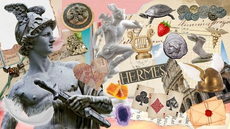 Hermes god dios wallpaper background ofrendas altar offering fresas alas plumas cartas monedas tortugas dados barajas caduceo offering altar olimpo deporte Hermes Altar, Hermes God, Hellenic Polytheism, Greek Pantheon, Greek Gods, Wallpaper Pc, Background Wallpaper, Worship, Banners