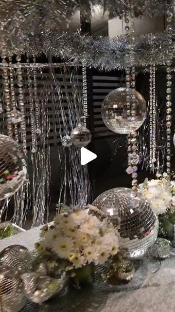 Tablescapes By P - where elegance meets deisre on Instagram: "Disco Theme Party  Personalized set up !  Have a celebration ?  call us  # +917411432541  #birthday  #anniversary  #occasions  #occasion  #tablesetting  #tablescapes  #decor  #customised  #celebration  #instamoment  #theme  #disco  #bling  #shinydiscoballs" Disco Glam Party Table Decorations, Disco Theme Event Decor, Disco Ball Decor Birthday Party, Disco 25th Birthday, Disco Tablescape, Disco Theme Birthday Party, Disco Theme Party Decorations, Disco Party Decorations Ideas Mirror Ball, Disco Party Centerpiece Ideas