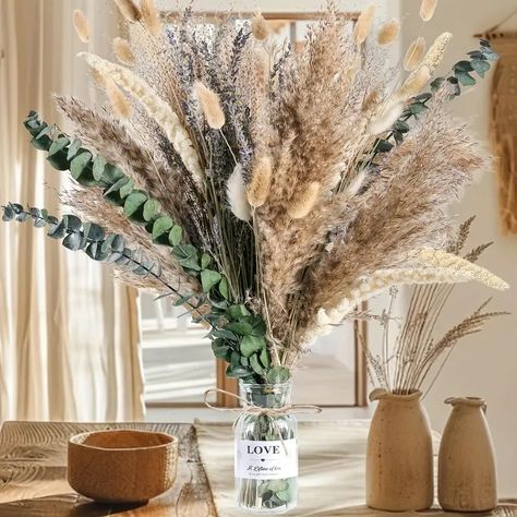 80pcs Bohemian Cattail Reed Simulated Flower Bouquet Table Centerpieces | Shop On Temu And start Saving | Temu Pampas And Eucalyptus Centerpiece, Boho Table Centerpieces, Bouquet With Lavender, Fireplace Farmhouse, Vase Dried Flowers, Dried Floral Decor, Eucalyptus Centerpiece, Grass Centerpiece, Centerpieces Rustic