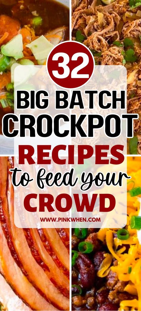 Recipes For A Big Group, Family Reunion Meals Cooking For A Crowd, Cooking For Large Family, Large Batch Cooking Recipes, Crockpot Recipes For 6 People, Large Crockpot Meals For A Crowd, Cheap Crockpot Meals For Large Families, Lunch For A Crowd Crock Pots, Potluck Meals For Work