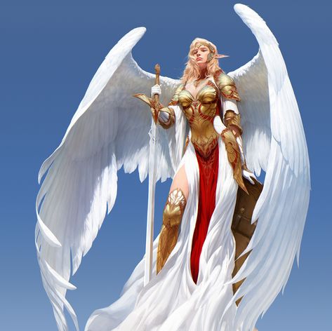 ArtStation - Elf Valkyrie, Kibaek Lee Elf Art, Angel Warrior, Ange Demon, White Wings, Fantasy Races, Fantasy Armor, Angel Art, Fantasy Artwork, Character Portraits