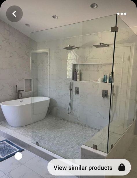 Open Bedroom Bathroom Layout, Bathrooms With Walk In Showers, Bathtub In Shower, Large Family Bathroom, Master Bath Wet Room, Large Walk In Showers, Dream Bathroom Master Baths, Marsh House, Vegas House