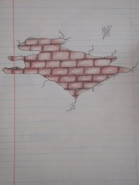 Brick wall in lined paper. Drawings To Do On Lined Paper, Drawings With Lined Paper, Easy Doodles On Lined Paper, Drawing Ideas On Lined Paper, Lined Paper Sketches, Lined Paper Drawing Doodles, Things To Draw On Lined Paper, Line Paper Drawings, Art On Lined Paper