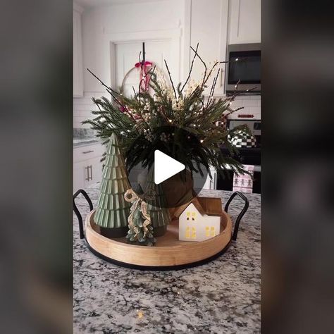 TikTok · Cherish Larsen Cherish Larsen, Centerpiece Arrangements, Stuffed Bread, Bio Happy, Lighted Branches, Pine Branches, Christmas Mantel Decorations, Holiday Pins, Christmas Centerpiece