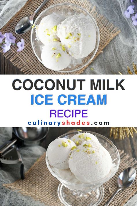 Coconut Milk Ice Cream – Culinary Shades Coconut Milk Vanilla Ice Cream, Coconut Milk Ice Cream Recipe No Machine, Coconut Milk Ice Cream Recipe Machine, Coconut Ice Cream Recipe Machine, No Churn Coconut Milk Ice Cream, Coconut Milk Ice Cream Recipe, Ice Recipes, Coconut Ice Cream Recipe, Homemade Coconut Ice Cream