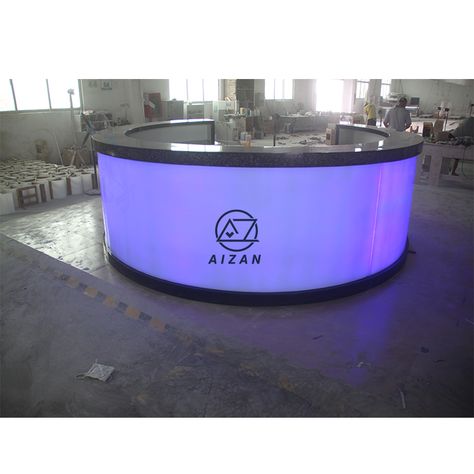 Cafe Bar Counter, Custom Reception Desk, Circle Bar, Nightclub Bar, Modern Cafe, Rgb Led Lights, Round Bar, Modern Bar, Cafe Shop