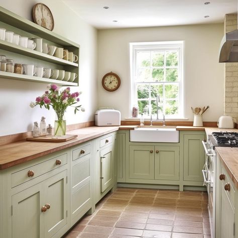 15 Kitchens With Sage Green Cabinets You Will Love - Rhythm of the Home Sage Green Kitchen Color Palette, Sage Green And White Kitchen, Resurface Cabinets, Green Kitchen Aesthetic, Sage Green Kitchen Ideas, Green Country Kitchen, Sage Green Cabinets, Green Kitchen Inspiration, Modern Kitchen Cabinets Ideas