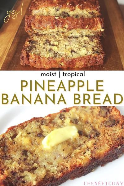 Healthy Sweet Breads, Pineapple Nut Bread, Pumpkin Bread With Crushed Pineapple, Banana Bread With Pineapple Recipe, Banana And Pineapple Recipes, Hawian Banana Bread, Pumpkin Pineapple Bread, Crush Pineapple Recipes, Banana Pineapple Coconut Bread