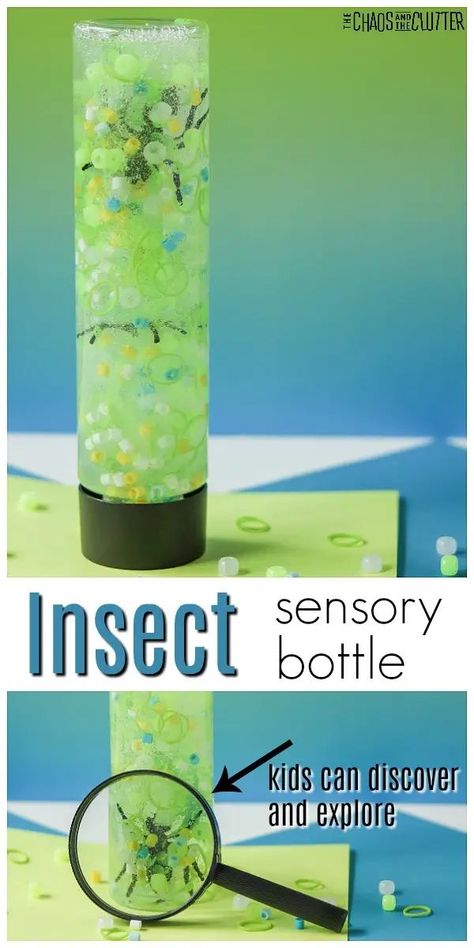 Bugs Sensory Bottle can be used for a unit study or just for fun. Kids can explore and observe. #sensorybottles #sensoryplay #sensoryactivities #sensory #bugs #insects #kidsactivities Insect Sensory, Sensory Bottles For Toddlers, Glitter Sensory Bottles, Calm Down Bottle, Discovery Bottles, Insect Activities, Sensory Bottle, Sensory Bags, Insects Theme