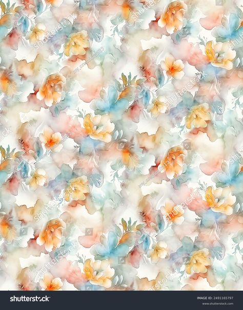 Watercolor Flower Digital Print Seamless Pattern Stock Illustration 2491165797 | Shutterstock Allover Design Pattern, Seamless Wallpaper, Allover Design, Flower Texture, Watercolor Flower, Floral Illustrations, Texture Design, Textile Prints, Background Patterns