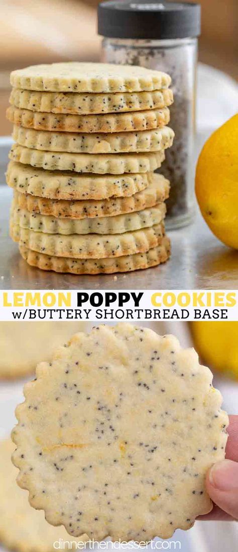 Lemon Poppy Seed Cookies, Poppy Seed Cookies, Seed Cookies, Buttery Shortbread Cookies, Crispy Cookies, Lemon Poppy Seed, Christmas Cookie Exchange, Shortbread Recipes, Lemon Poppy