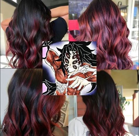 Demon Slayer Hair Color, Anime Inspired Hair Color, Kny Hair, Hair Dye Trends, Long To Short Haircut, Hair Styles For Girls, Trendy Braids, Fashionable Hairstyles, Anime Hair Color