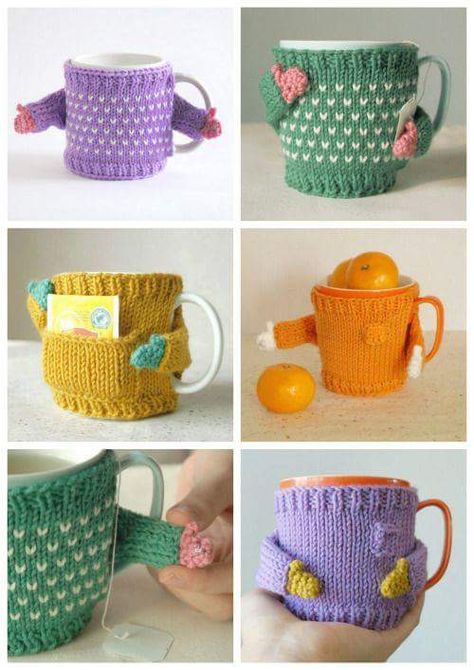 Diy Mug, Crochet Mug Cozy, Crochet Coffee Cozy, Crochet Cup Cozy, Crochet Cozy, Knit Basket, Diy Mugs, Beginner Crochet Projects, Silk Ribbon Embroidery