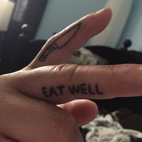 Cooking Tattoo, Culinary Tattoos, Chef Tattoo, Food Tattoos, Knife Tattoo, Chef Styles, Life Motto, Large Tattoos, Finger Tattoos