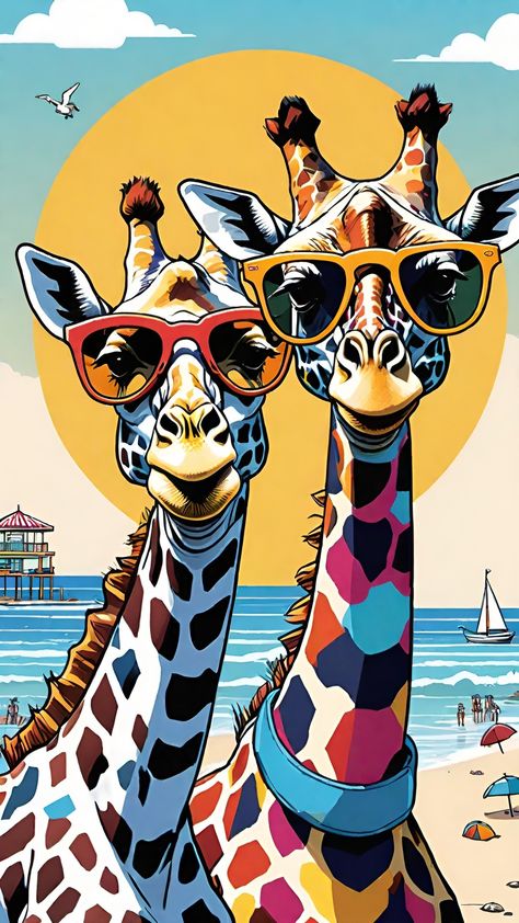 Animal Artwork, Animals Artwork, Art Summer, Neon Art, Giraffes, Cute Wallpapers, Pop Art, Neon, Socks