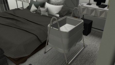 Sims Pregnant, Infant Cc, Bedside Cot, Sims 4 Beds, Newborn Bassinet, Bedside Bassinet, Cc Patreon, Sims 4 Cheats, Newborn Bed