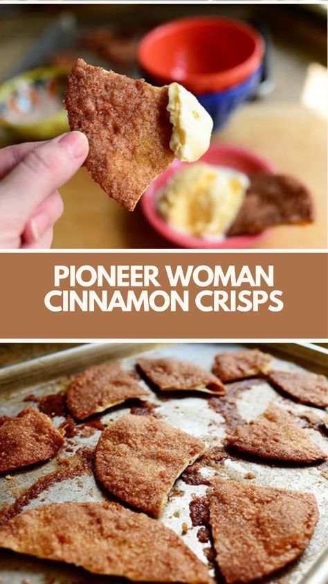 Pioneer Woman Cinnamon Crisps by Ree Drummond is made with flour tortillas, butter, sugar, and cinnamon. This easy cinnamon crisps recipe creates a crispy and sweet dessert that takes about 20 minutes to prepare and can serve up to 3 people. Cinnamon Crisps Pioneer Woman, Desserts Made With Flour Tortillas, Cinnamon Crisps From Tortillas, Pioneer Woman Desserts, Cinnamon Crisps, Pioneer Kitchen, Crisps Recipe, Cinnamon Tortillas, Pioneer Woman Recipes