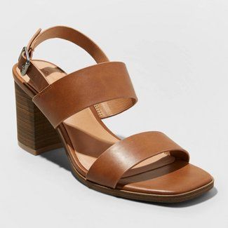 Cognac Faux Leather Sandal : Target Dark Brown Sandals, Summer High Heels, Toes Designs, Shoes Ladies, Leather Block Heels, Fashion Heels, Ladies Shoes, Sport Sandals, Slingback Sandal