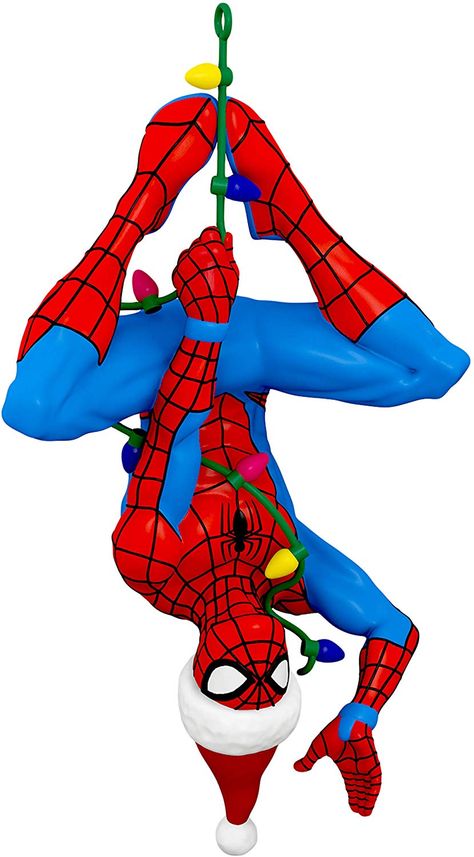 Make the holidays more heroic with this Here Comes Spidey Claus Christmas ornament that features Spider-Man wearing a Santa hat while hanging from a colorful light string #Spuderman #Christmas Flower Making With Paper, Spiderman Christmas, Spiderman Meme, Christmas Spider, Superhero Poster, Black Spiderman, Hanging Craft, Paper Wall Hanging, Christmas Stocking Pattern