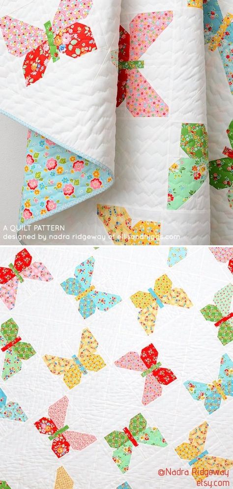 Quilts With Butterflies, Quilt Butterfly Pattern, Summer Quilt Blocks Free Pattern, Butterfly Quilt Patterns Free, Butterfly Quilt Block Pattern Free, Butterfly Applique Quilt, Applique Quilt Patterns Free Ideas, Summer Quilts Ideas Free Pattern, Free Butterfly Quilt Block Pattern