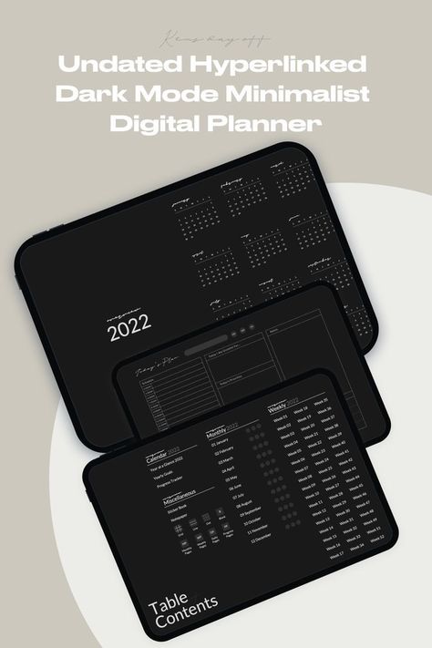 Undated Digital Planner Dark Mode Minimalist Digital Planner Hyperlinked Blackout Digital Journal lessonplanner #fitnessgoalplanner. Minimalist Digital Planner, Goodnotes 5, Student Planner Printable, Monthly Planner Template, Planner Writing, Undated Digital Planner, Planner Essential, Daily Planner Pages, Dark Mode