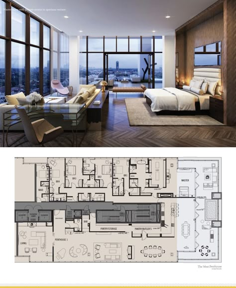 The River Oaks, Houston | The West Penthouse Penthouse Luxury Floor Plans, Penthouse Floor Plan Luxury, Luxury Penthouse Apartment Floor Plans, Penthouse Design Interiors, Penthouse Plan, Penthouse Floorplan, Penthouse Apartment Design, Pent House Design, Penthouse Apartment Floor Plan