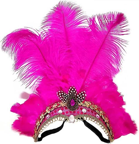 Amazon.com: carnival headpiece Mardi Gras Headpiece, Hawaii Halloween, Carnival Headpiece, Black Headbands, Caribbean Carnival Costumes, Carnival Headdress, Campfire Party, Samba Costume, Feather Headpiece