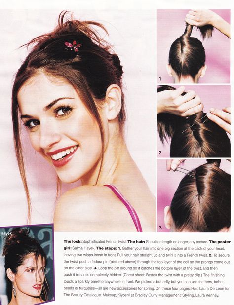 90s French Twist, Updo Straight Hair, 2000s Twist Hair, How To Do A French Twist, Twisty Buns Y2k, 90s French Twist Updo, 90s Prom Bun Tutorial, French Pin Hairstyles, French Twist Pigtails