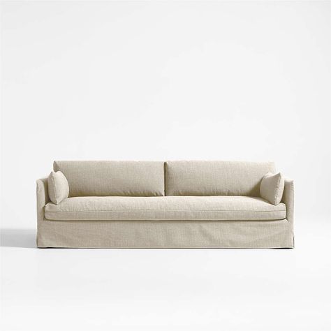 Rivera Collection | Crate & Barrel Linen Sofa Living Room, French Mediterranean, Slipcover Couch, Vermont House, Arm Pillow, Green Velvet Sofa, Sofa Review, Mediterranean Coast, Sofa Bench