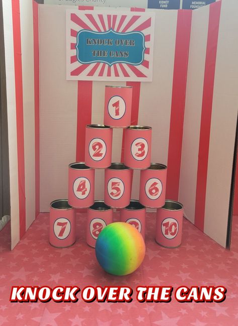 Fun Diy Carnival Games, Carnival Games For Fundraiser, Knock Down Carnival Game, Creative Carnival Games, Carnaval Games Diy, Adult Carnival Party Games, Small Carnival Games, Carnival Games Preschool, Carnival Birthday Party Theme Fun Games