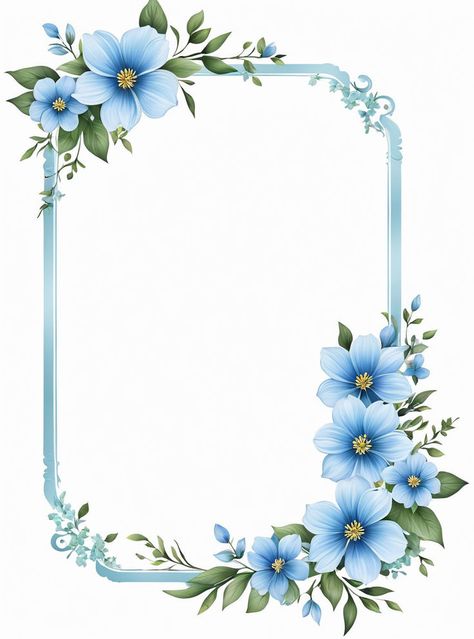 Blue Frame Border Design, Flower Frame Design Beautiful, Blue Flower Frame, Template Undangan, Circle Flower Frame Blue, Blue Flower Frame Background, Tooth Cartoon, Flower Frame Png, Framed Wallpaper